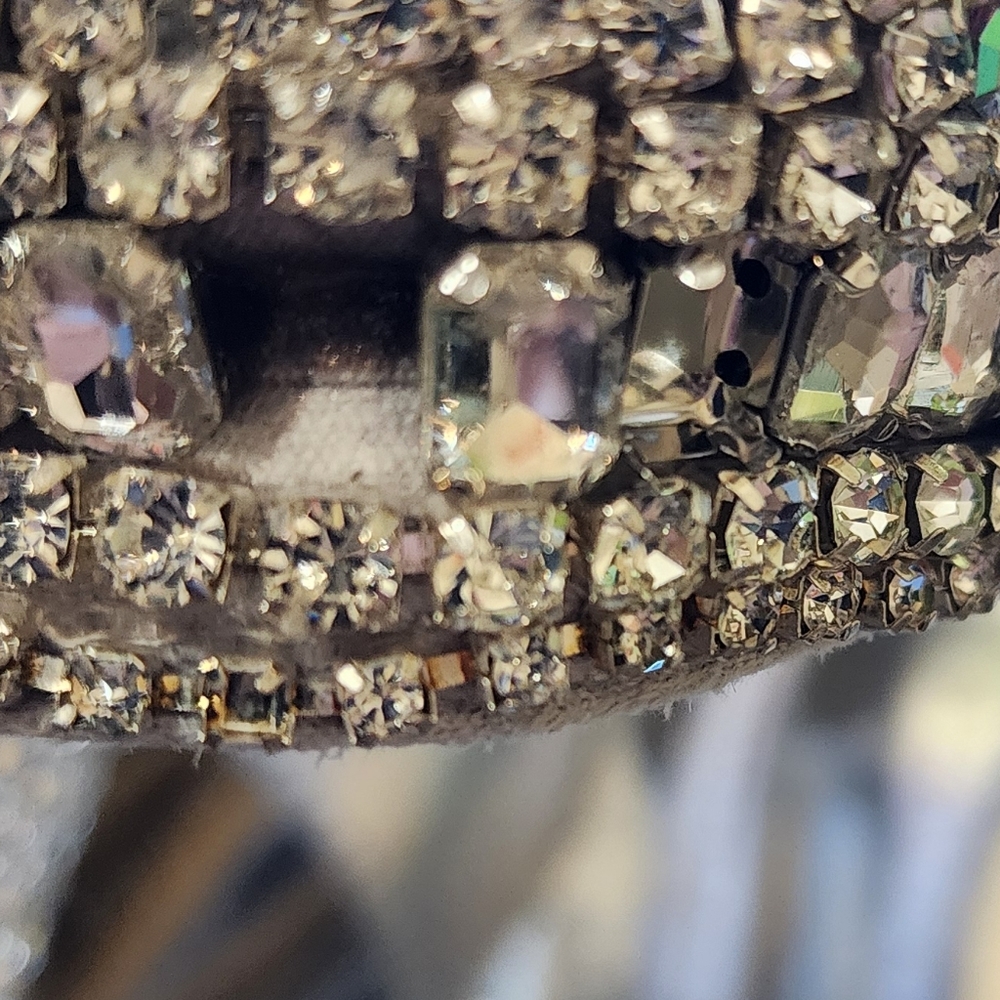 Azalea Wang Grizzled Rhinestone Ankle Cuff Sandal **Missing Stones Shown**As Is* - Picture 7 of 7